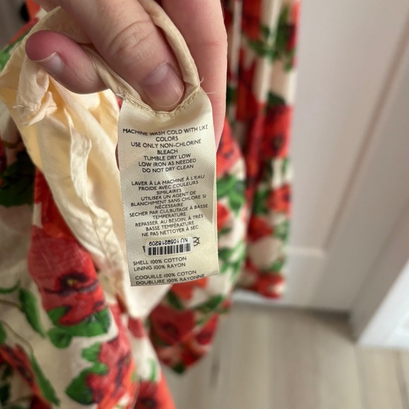 Maeve Anthropologie Off-the-Shoulder Mixed Print Midi Dress Floral Small Cotton - Picture 6 of 7